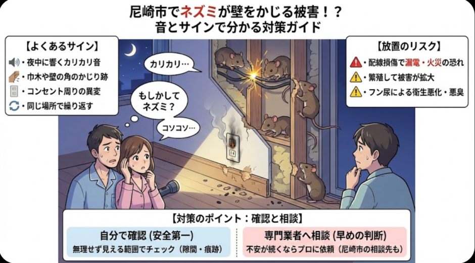 【尼崎市】壁をかじられている？ネズミ被害のサインと対策の考え方