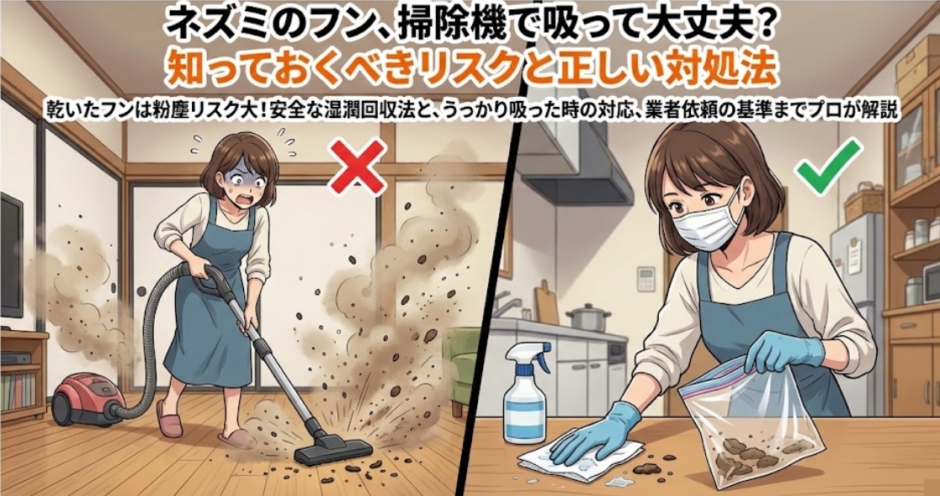 ネズミのフンを掃除機で吸うのはNG｜危険な理由と正しい掃除手順