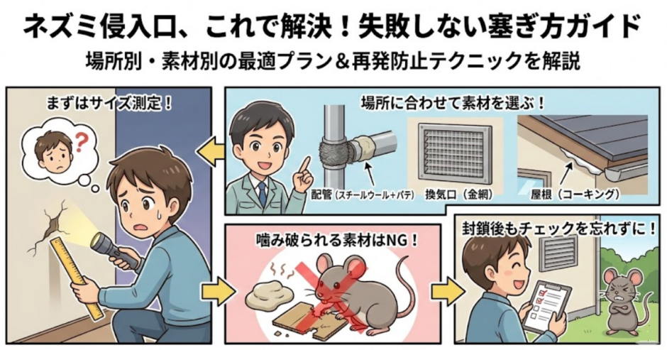ネズミの侵入口をふさぐ方法｜場所別の正解素材と失敗パターン