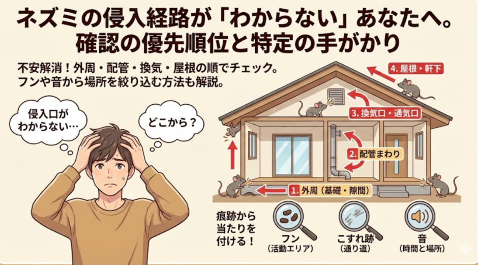 ネズミの侵入経路がわからない人へ｜最短で特定するチェック順と判断基準