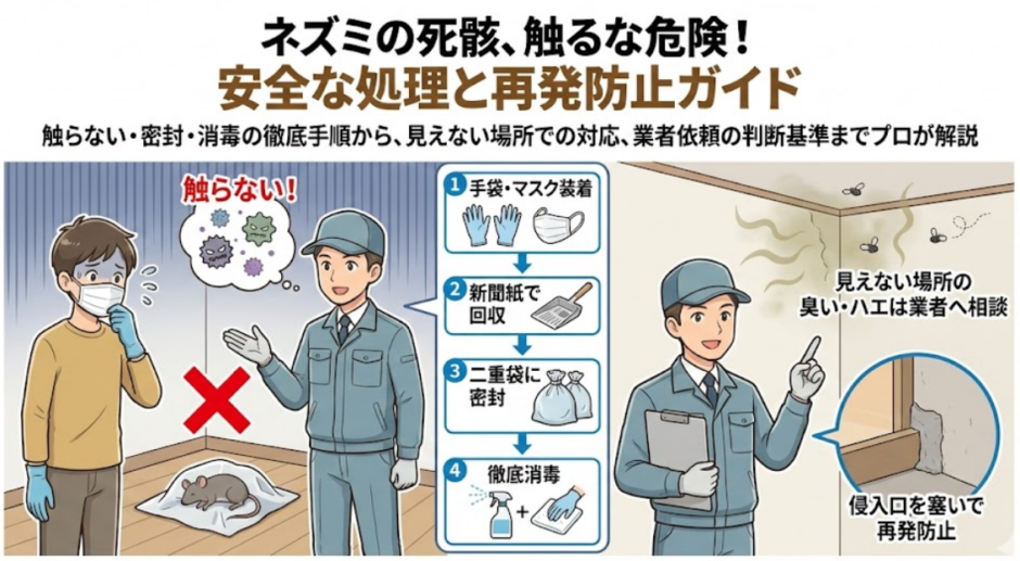 ネズミの死骸の処理方法｜安全に回収・消毒・捨てる手順