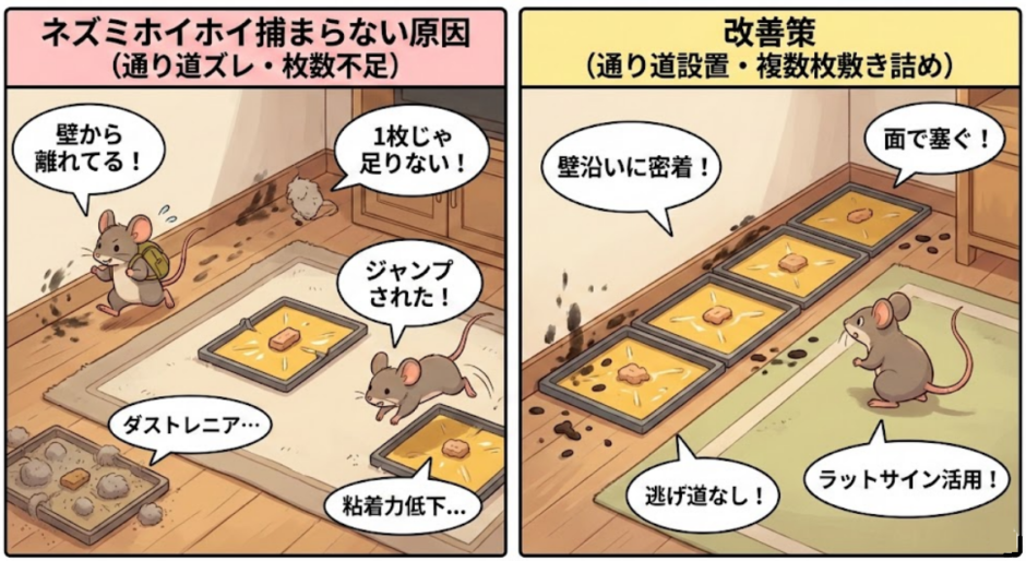 ネズミホイホイが捕まらない原因は？3分診断と置き方の正解