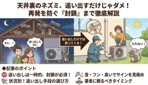天井裏のネズミを追い出す方法｜戻ってくる原因と封鎖の順番