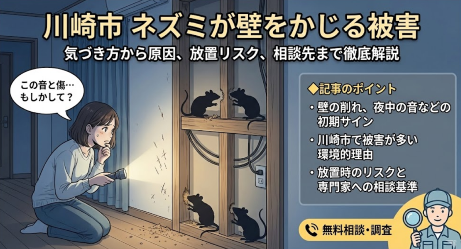 川崎市で壁をかじられている？ネズミ被害の可能性と放置リスク