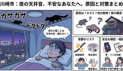 川崎市で天井から音がする原因は？ネズミの可能性と放置リスクを解説